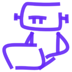 Kleines Strichmännchen, das aussieht wie ein Roboter. Es soll RPA veranschaulichen.