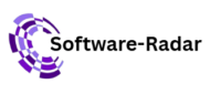 Das Logo von Software-Radar mit Bild und Text. Es zeigt den Unternehmensnamen sowie eine stilistische Illustration eines Radars.